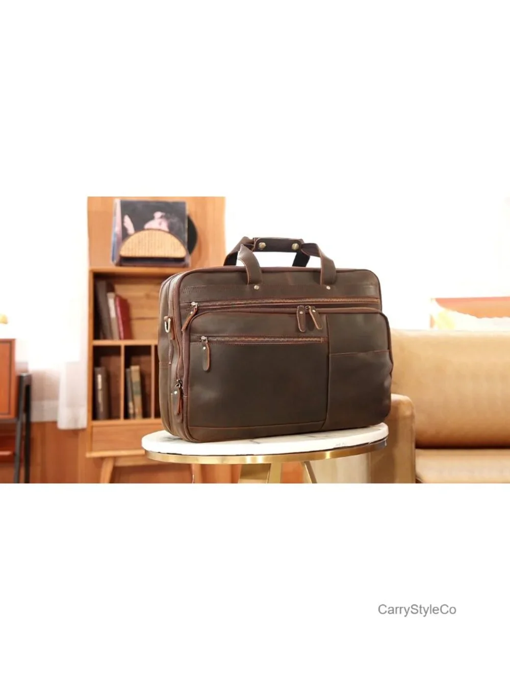 Full Grain Leather Laptop Briefcase 17.3